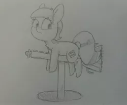 Size: 3690x3060 | Tagged: safe, artist:cherro, derpibooru import, oc, oc:blocky bits, unofficial characters only, pony, broom, female, image, jpeg, solo, traditional art