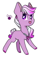 Size: 686x929 | Tagged: safe, artist:goldlines005, derpibooru import, oc, unofficial characters only, earth pony, pony, :d, colored hooves, image, jewelry, magical lesbian spawn, necklace, offspring, open mouth, open smile, parent:diamond tiara, parent:silver spoon, pearl necklace, png, simple background, smiling, solo, transparent background