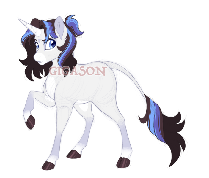 Size: 3400x2900 | Tagged: safe, artist:gigason, derpibooru import, oc, oc:curtain call, pony, unicorn, cloven hooves, image, magical lesbian spawn, male, obtrusive watermark, offspring, parent:rarity, parent:trixie, parents:rarixie, png, raised hoof, simple background, solo, stallion, transparent background, watermark