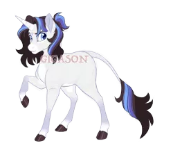 Size: 3400x2900 | Tagged: safe, artist:gigason, derpibooru import, oc, oc:curtain call, pony, unicorn, cloven hooves, image, magical lesbian spawn, male, obtrusive watermark, offspring, parent:rarity, parent:trixie, parents:rarixie, png, raised hoof, simple background, solo, stallion, transparent background, watermark