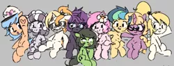 Size: 1758x668 | Tagged: safe, artist:maxisb8, ponybooru import, oc, oc:anonfilly, oc:apogee, oc:butter berry, oc:dyx, oc:kayla, oc:little league, oc:luftkrieg, oc:nyx, oc:zala, unofficial characters only, alicorn, earth pony, pegasus, pony, unicorn, aggie.io, female, filly, foal, image, png