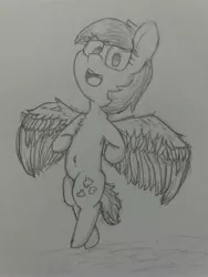 Size: 3096x4128 | Tagged: safe, artist:cherro, derpibooru import, oc, oc:rainy season, unofficial characters only, pegasus, pony, image, jpeg, solo, spread wings, traditional art, wings