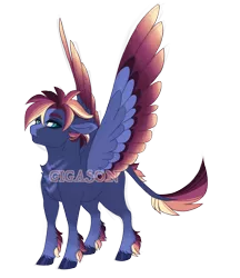Size: 3200x3700 | Tagged: safe, artist:gigason, derpibooru import, oc, oc:adrenaline rush, pegasus, pony, colored wings, female, image, magical lesbian spawn, mare, multicolored wings, obtrusive watermark, offspring, parent:rainbow dash, parent:tempest shadow, parents:tempestdash, png, simple background, solo, transparent background, watermark, wings