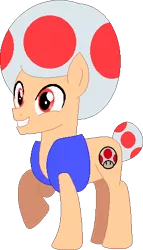 Size: 268x470 | Tagged: safe, artist:selenaede, artist:victorfazbear, derpibooru import, ponified, earth pony, pony, barely pony related, base used, clothes, crossover, cutie mark, hat, image, mushroom hat, png, simple background, super mario bros., toad (mario bros), transparent background, vest