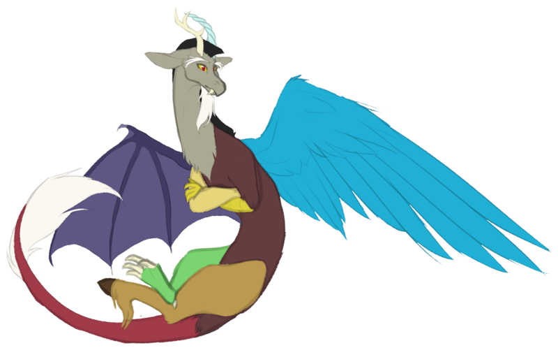 Size: 4318x2704 | Tagged: safe, artist:erroremma, derpibooru import, discord, draconequus, crossed arms, doodle, high res, image, male, png, simple background, solo, transparent background