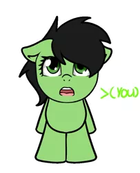 Size: 646x795 | Tagged: safe, artist:neuro, derpibooru import, oc, oc:anonfilly, unofficial characters only, earth pony, pony, female, filly, image, jpeg, looking at you, open mouth, simple background, solo