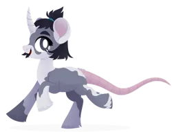 Size: 1024x781 | Tagged: safe, artist:kabuvee, derpibooru import, hybrid, mouse, mouse pony, pony, unicorn, image, png, simple background, solo, transparent background