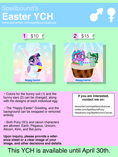 Size: 900x1200 | Tagged: safe, artist:spellboundcanvas, derpibooru import, twilight sparkle, oc, oc:eden shallowleaf, basket, bunny ears, bunny suit, clothes, commission, easter, easter basket, easter bunny, easter egg, holiday, image, png, your character here