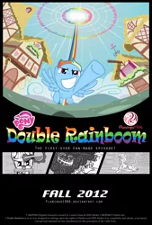 Size: 2700x4000 | Tagged: safe, artist:flamingo1986, derpibooru import, pinkie pie, rainbow dash, twilight sparkle, earth pony, pegasus, pony, unicorn, double rainboom, 2012, animatic, brony history, female, golden oaks library, high res, image, library, mare, meme, my little pony logo, nostalgia, png, ponyville, poster, promotional art, rainbow trail, sonic rainboom, trollface, unicorn twilight, wings