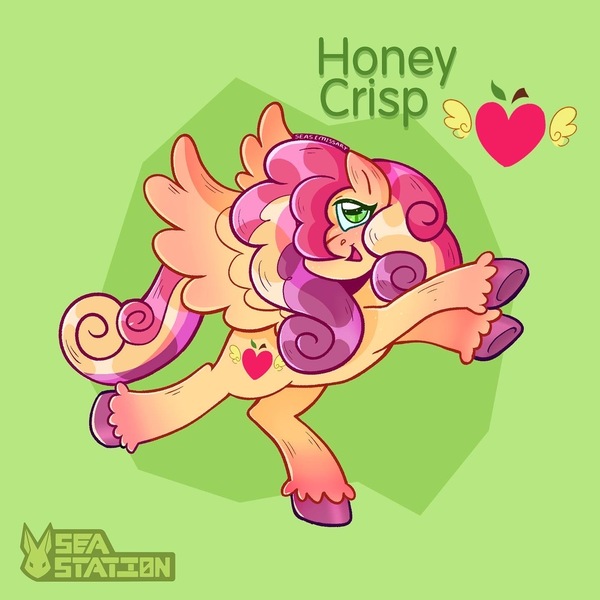 Size: 1440x1440 | Tagged: safe, artist:seasemissary, derpibooru import, oc, oc:honey crisp, pegasus, pony, female, image, jpeg, mare, offspring, parent:big macintosh, parent:princess cadance, solo