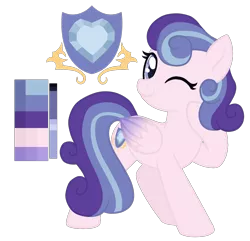 Size: 1200x1156 | Tagged: safe, artist:monochrome-sunsets, derpibooru import, oc, pegasus, pony, female, image, mare, offspring, one eye closed, parent:princess cadance, parent:shining armor, parents:shiningcadance, png, simple background, solo, transparent background, wink