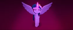 Size: 1920x808 | Tagged: safe, derpibooru import, screencap, twilight sparkle, twilight sparkle (alicorn), alicorn, pony, my little pony: the movie, female, glow, glowing horn, horn, image, jewelry, majestic, mare, meditating, meditation, png, solo, spread wings, wings