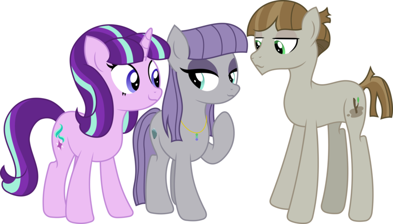 Size: 2269x1295 | Tagged: safe, artist:littlejurnalina, derpibooru import, maud pie, mudbriar, starlight glimmer, pony, image, png, simple background, transparent background