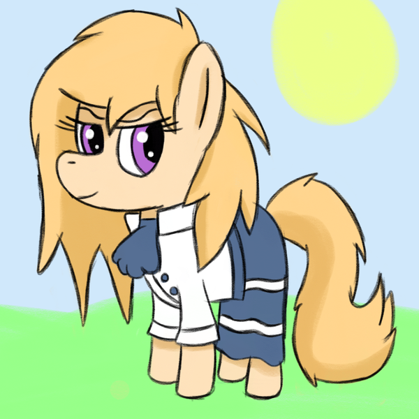 Size: 1000x1000 | Tagged: safe, artist:symphonydawn3, derpibooru import, oc, oc:jackie spectre, unofficial characters only, earth pony, pony, bust, clothes, earth pony oc, female, grass, image, mare, png, portrait, smiling, smirk, solo, sun