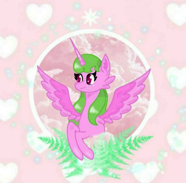 Size: 1992x1960 | Tagged: safe, artist:rainyponyindo, derpibooru import, oc, oc:rainy rainbow, alicorn, pony, aesthetics, cloud, female, heart, horn, image, leaves, mare, png, smiling, solo, sparkling, wings