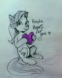 Size: 1642x2048 | Tagged: safe, artist:amy-gamy, derpibooru import, starlight glimmer, pony, unicorn, heart, image, jpeg, partial color, traditional art