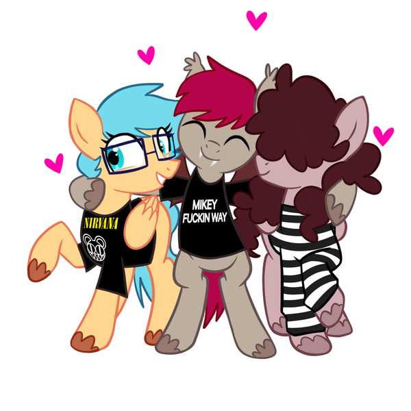 Size: 1280x1280 | Tagged: safe, derpibooru import, oc, oc:alandisc, pegasus, undead, vampire, vampony, best friends, better of-, bitches, blue hair, curly hair, emo, ex friends, fuck, glasses, heart, image, lol, mikey fuckin way, nirvana, png, radiohead, red hair, to the end, yeah