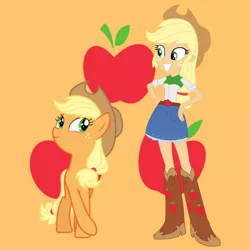 Size: 894x894 | Tagged: safe, artist:media1997, applejack, earth pony, equestria girls, boots, clothes, cowboy boots, high heel boots, image, jpeg, shoes, skirt, solo