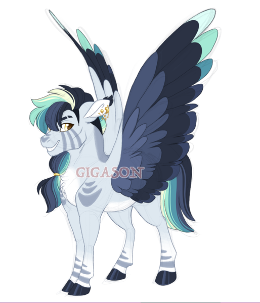 Size: 3600x4200 | Tagged: safe, artist:gigason, derpibooru import, oc, oc:cloud nine, hybrid, zebra, zebrasus, zony, image, magical lesbian spawn, obtrusive watermark, offspring, parent:rainbow dash, parent:zecora, png, simple background, solo, transparent background, watermark