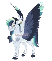 Size: 3600x4200 | Tagged: safe, artist:gigason, derpibooru import, oc, oc:cloud nine, hybrid, zebra, zebrasus, zony, image, magical lesbian spawn, obtrusive watermark, offspring, parent:rainbow dash, parent:zecora, png, simple background, solo, transparent background, watermark