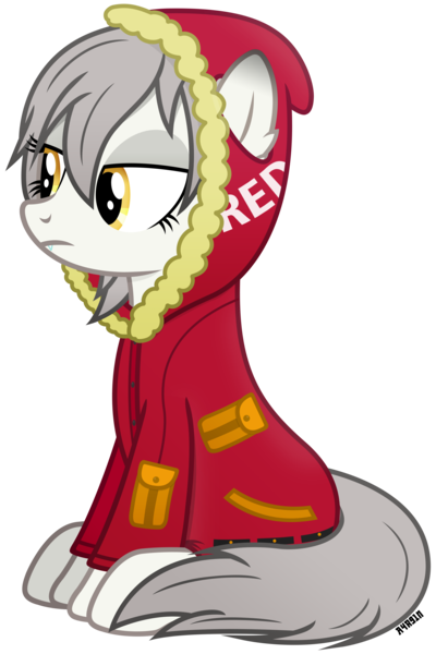 Size: 2400x3600 | Tagged: safe, artist:a4r91n, derpibooru import, oc, ponified, unofficial characters only, earth pony, pony, arknights, clothes, fangs, hoodie, image, png, prokect red, simple background, sitting, transparent background