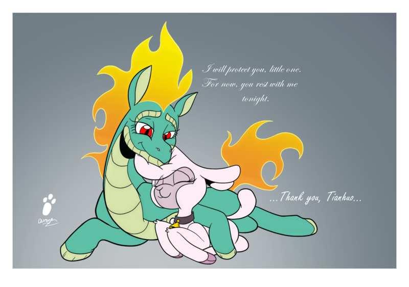 Size: 2079x1463 | Tagged: safe, artist:duragan, derpibooru import, them's fightin' herds, adorapom, community related, cuddling, cute, derpibooru exclusive, image, png, pom (tfh), resting, sleeping, snuggling, tianhuaww, tianhuo (tfh)