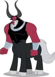 Size: 5719x8000 | Tagged: safe, artist:chrzanek97, artist:earlpeterg, derpibooru import, edit, vector edit, cozy glow, lord tirek, centaur, taur, antagonist, beard, clenched fist, cloven hooves, evil grin, facial hair, grin, horns, image, male, muscles, nose piercing, nose ring, piercing, png, shackles, shadow, simple background, smiling, tail, transparent background, vector, vore