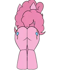 Size: 1000x1265 | Tagged: suggestive, alternate version, artist:happy harvey, derpibooru import, pinkie pie, earth pony, pony, balloonbutt, both cutie marks, butt, dock, drawn on phone, facing away, featureless crotch, female, image, mare, png, presenting, raised tail, rear view, simple background, tail, transparent background