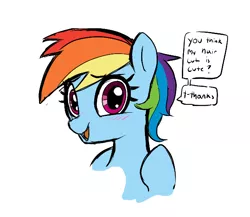 Size: 602x522 | Tagged: safe, artist:_ton618_, derpibooru import, rainbow dash, pegasus, pony, aggie.io, blushing, cute, dialogue, female, image, looking at you, mare, open mouth, png, simple background, smiling, solo, talking to viewer, white background