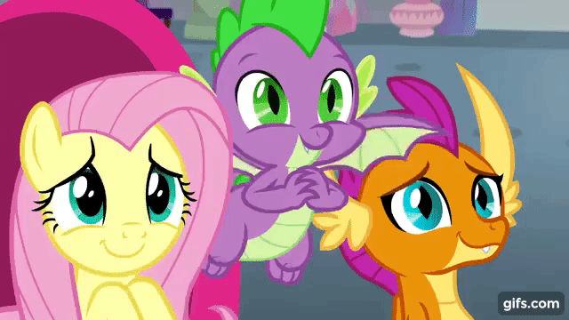 Size: 640x360 | Tagged: safe, derpibooru import, screencap, fluttershy, smolder, spike, dragon, pegasus, pony, season 9, sweet and smoky, spoiler:s09, animated, cute, dragoness, female, flying, gif, gifs.com, grin, image, male, mare, school of friendship, shyabetes, smiling, smolderbetes, spikabetes, spread wings, trio, winged spike, wings