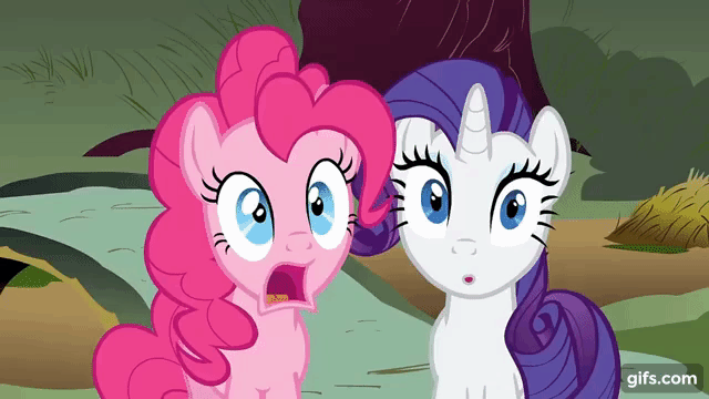 Size: 640x360 | Tagged: safe, derpibooru import, screencap, pinkie pie, rarity, earth pony, pony, unicorn, putting your hoof down, season 2, :o, animated, duo, female, gif, gifs.com, image, mare, open mouth