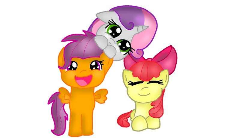 Size: 1735x1000 | Tagged: safe, artist:girlduog, derpibooru import, apple bloom, scootaloo, sweetie belle, earth pony, pegasus, pony, unicorn, cutie mark crusaders, female, filly, foal, image, jpeg