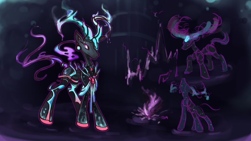 Size: 4382x2466 | Tagged: safe, artist:alexsavenije, derpibooru import, oc, deer, original species, reindeer, clothes, gem, glow, glowing eyes, image, jpeg, stars