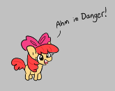 Size: 165x131 | Tagged: safe, derpibooru import, apple bloom, pony, aggie.io, bow, dialogue, female, filly, foal, image, lowres, open mouth, png, simple background, smiling, talking