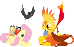 Size: 3550x2287 | Tagged: safe, artist:porygon2z, derpibooru import, fluttershy, owlowiscious, oc, oc:blaze, bird, crow, gryphon, pegasus, image, png, the lion king, zazu