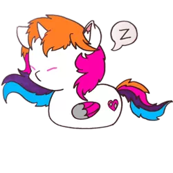 Size: 1000x1000 | Tagged: safe, artist:rainbowwing, derpibooru import, oc, oc:rainbowwing, unofficial characters only, alicorn, :3, :<, alicorn oc, chibi, colored wings, cute, eyes closed, folded wings, horn, image, multicolored hair, multicolored wings, png, simple background, sleeping, snoring, solo, transparent background, wings