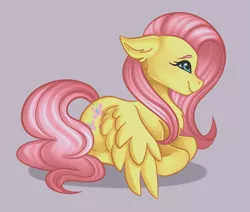 Size: 1933x1640 | Tagged: safe, artist:kurochhi, derpibooru import, fluttershy, pony, gray background, image, lying down, png, prone, simple background, solo