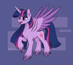 Size: 1569x1400 | Tagged: safe, artist:glassygreatart, derpibooru import, twilight sparkle, twilight sparkle (alicorn), alicorn, classical unicorn, pony, unicorn, cloven hooves, horn, image, leonine tail, png, smiling, solo, spread wings, unshorn fetlocks, wings