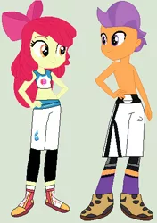 Size: 340x482 | Tagged: safe, artist:matthewjabeznazarioa, derpibooru import, apple bloom, tender taps, equestria girls, crossover, exeron fighters, exeron outfit, female, image, male, martial arts kids, martial arts kids outfits, png, shipping, straight, tenderbloom