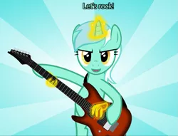 Size: 713x545 | Tagged: safe, artist:evilbob0, derpibooru import, lyra heartstrings, pony, unicorn, bipedal, electric guitar, female, guitar, image, magic, magic aura, mare, musical instrument, png