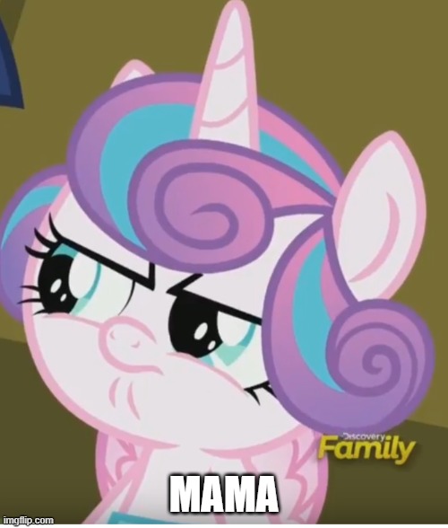 Size: 500x588 | Tagged: safe, derpibooru import, edit, edited screencap, screencap, princess flurry heart, alicorn, pony, a flurry of emotions, cropped, cuphead, flurry heart is not amused, image, imgflip, jpeg, meme, solo, the cuphead show, unamused