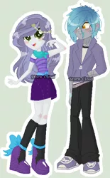 Size: 368x592 | Tagged: safe, artist:dinkydoolove, derpibooru import, oc, unofficial characters only, equestria girls, base used, blushing, boots, clothes, duo, equestria girls-ified, female, image, male, offspring, pants, parent:rarity, parent:thunderlane, parents:rarilane, png, shoes, simple background, skirt, smiling