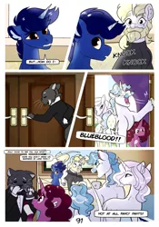 Size: 2100x3000 | Tagged: safe, artist:loryska, derpibooru import, fancypants, fleur-de-lis, prince blueblood, oc, oc:indigo sky, abyssinian, pony, unicorn, comic:friendship grows, image, magical lesbian spawn, offspring, parent:trixie, parent:twilight sparkle, parents:twixie, png