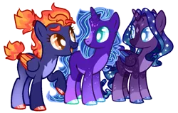 Size: 941x599 | Tagged: safe, artist:goldlines005, derpibooru import, oc, unofficial characters only, pegasus, pony, unicorn, base used, ethereal mane, hoof polish, horn, image, looking back, magical lesbian spawn, offspring, parent:princess luna, parent:rarity, parent:soarin', parent:spitfire, parent:starlight glimmer, parent:vinyl scratch, parents:rariluna, parents:soarinfire, pegasus oc, png, raised hoof, smiling, starry mane, unicorn oc, wings