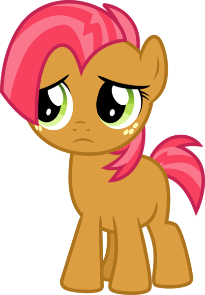 Size: 3000x4313 | Tagged: safe, artist:cloudyglow, derpibooru import, babs seed, earth pony, pony, one bad apple, .ai available, female, filly, foal, freckles, frown, full body, high res, hooves, image, png, simple background, solo, standing, tail, transparent background, two toned mane, two toned tail, vector