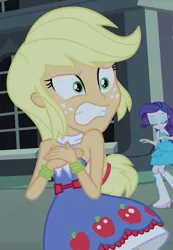 Size: 1250x1811 | Tagged: safe, derpibooru import, screencap, applejack, rarity, equestria girls, equestria girls (movie), cropped, fall formal outfits, image, jpeg