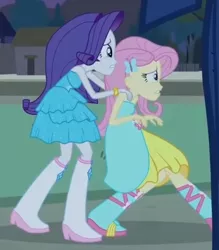 Size: 885x1008 | Tagged: safe, derpibooru import, screencap, fluttershy, rarity, equestria girls, equestria girls (movie), cropped, image, jpeg, solo