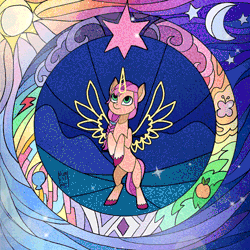 Size: 500x500 | Tagged: safe, artist:rumista, derpibooru import, sunny starscout, earth pony, pony, animated, g5, gif, image, new generation, next generation, stained glass, sunny