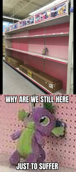 Size: 792x1787 | Tagged: safe, artist:healthy-pony6292, derpibooru import, spike, dragon, abuse, caption, close-up, forever alone, image, irl, jpeg, male, meme, merchandise, photo, plushie, shelf, solo, spikeabuse, store, text