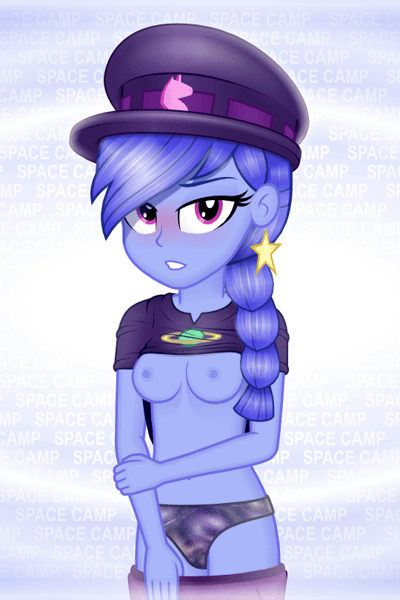 Size: 540x810 | Tagged: questionable, artist:randomtriples, derpibooru import, space camp (character), equestria girls, adorasexy, animated, bedroom eyes, belly button, blushing, bouncing, bouncing breasts, breasts, clothes, cute, female, gif, hand, image, lidded eyes, looking at you, nipples, nudity, panties, sexy, shirt, shirt lift, show accurate, show accurate porn, solo, solo female, space, space panties, standing, text, underwear